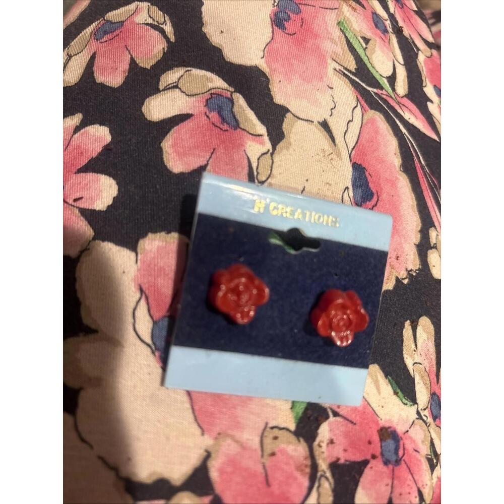 Mark Hoffman Red Flower Earrings